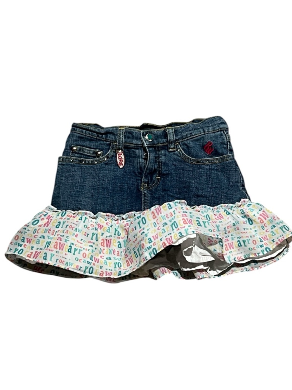 Vintage Girls Roca Wear Denim Ruffle Skort